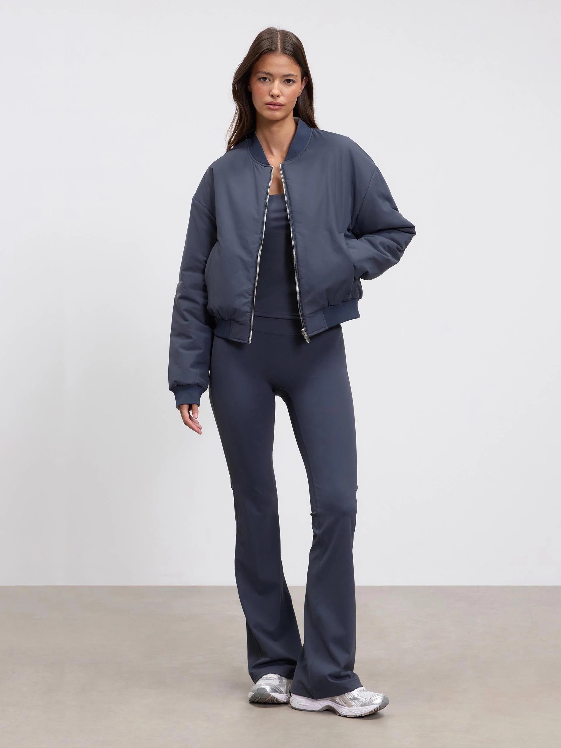 Womens Reversible Bomber Jacket in Slate Blue Stone - Image 5
