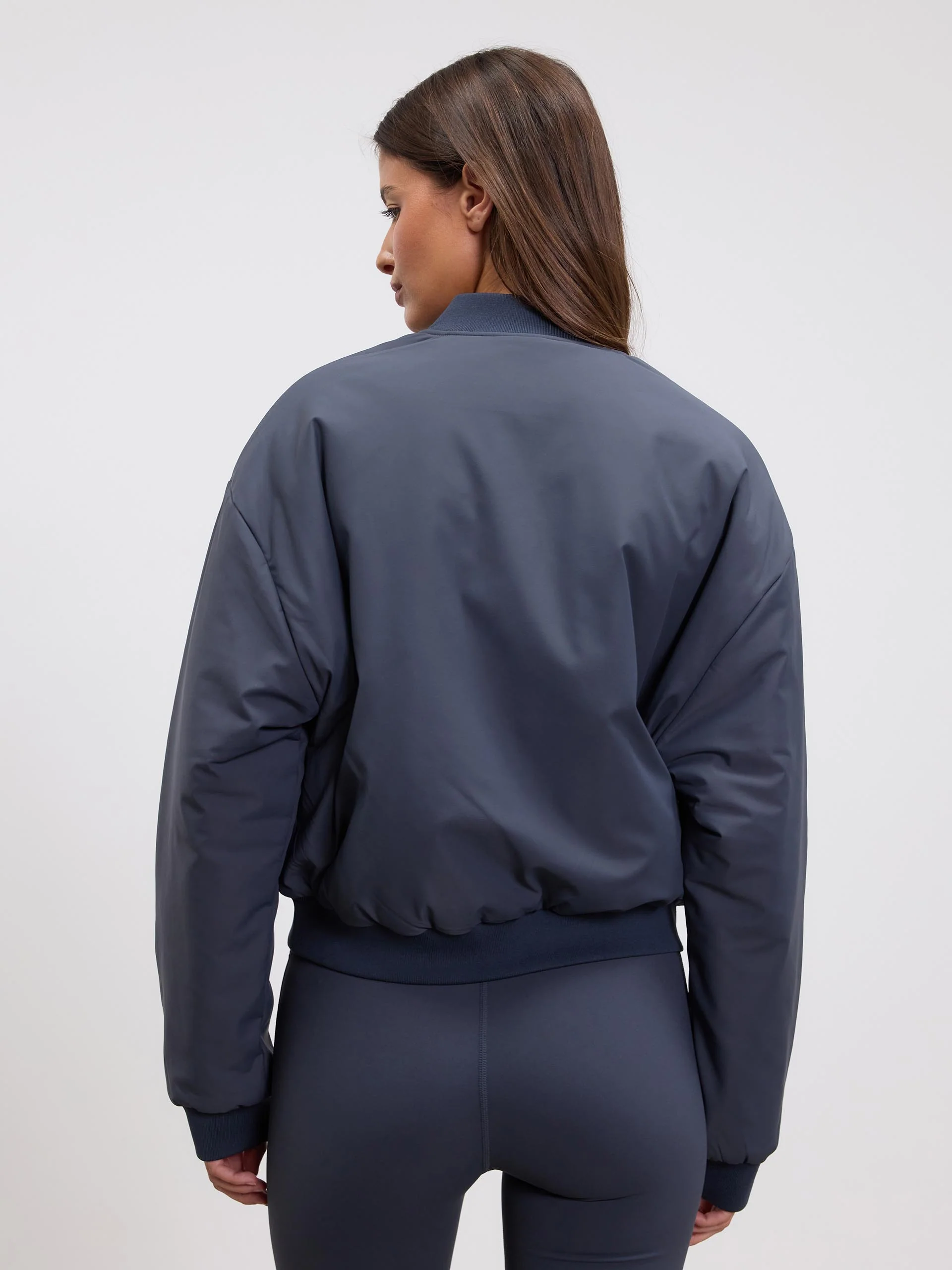 Womens Reversible Bomber Jacket in Slate Blue Stone - Image 6