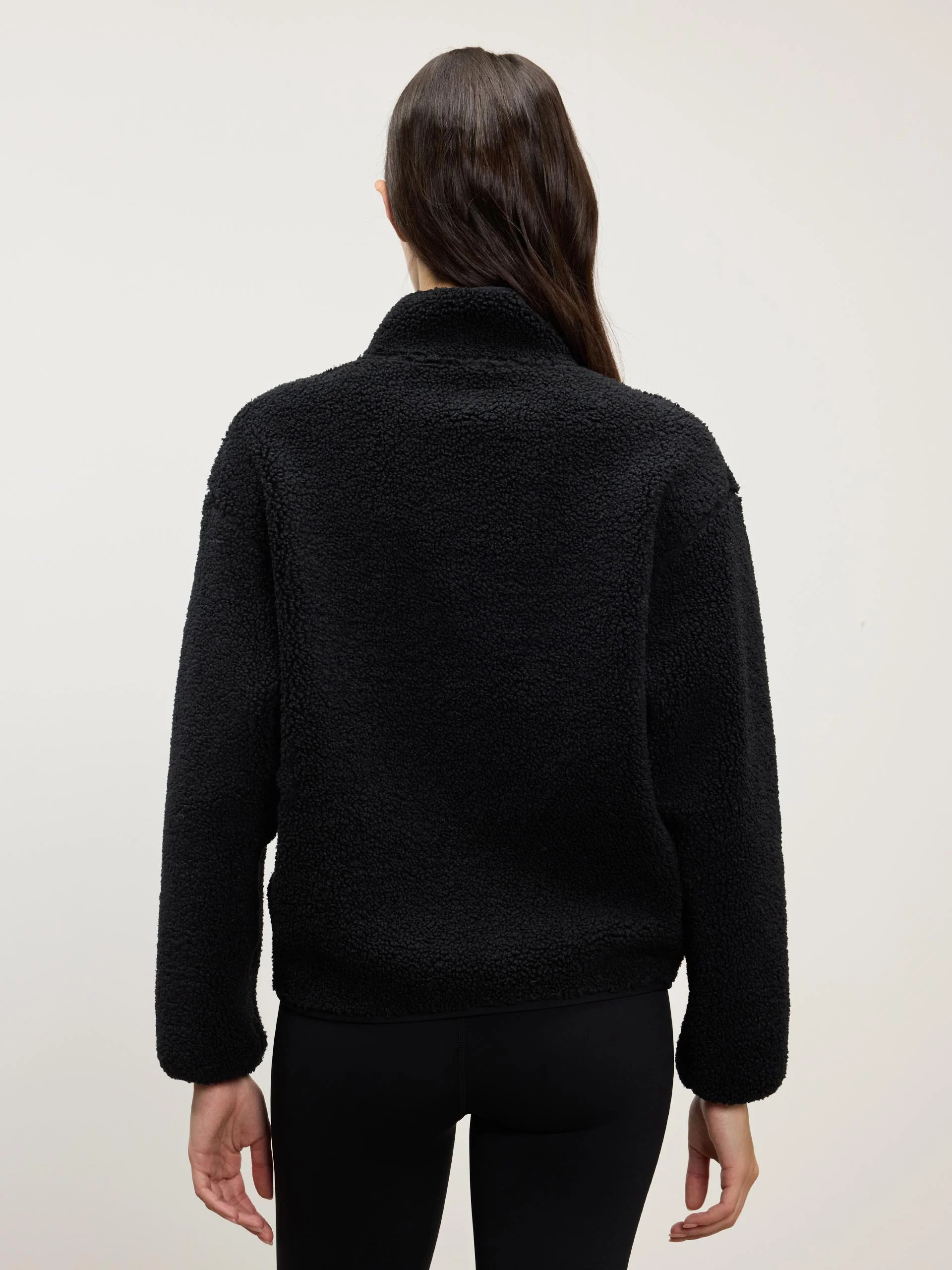 Womens Reversible Sherpa Fleece Half Zip in Black - Image 4