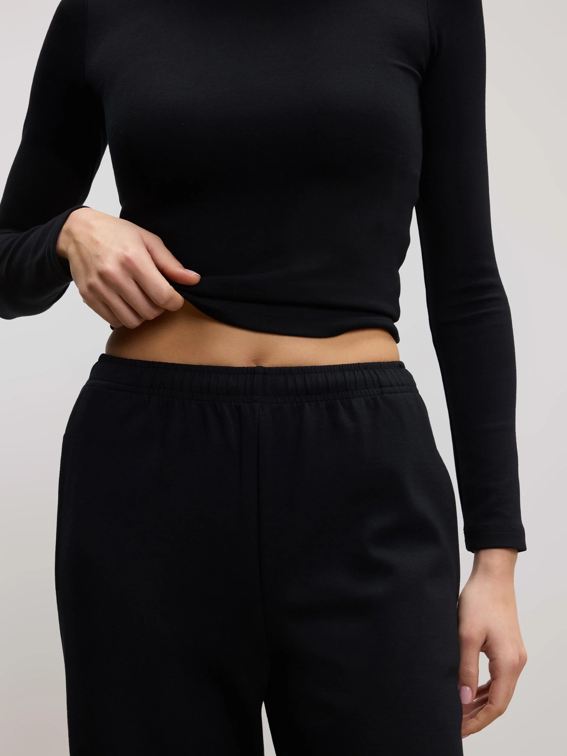 Womens Soft Interlock Jogger in Black - Image 3