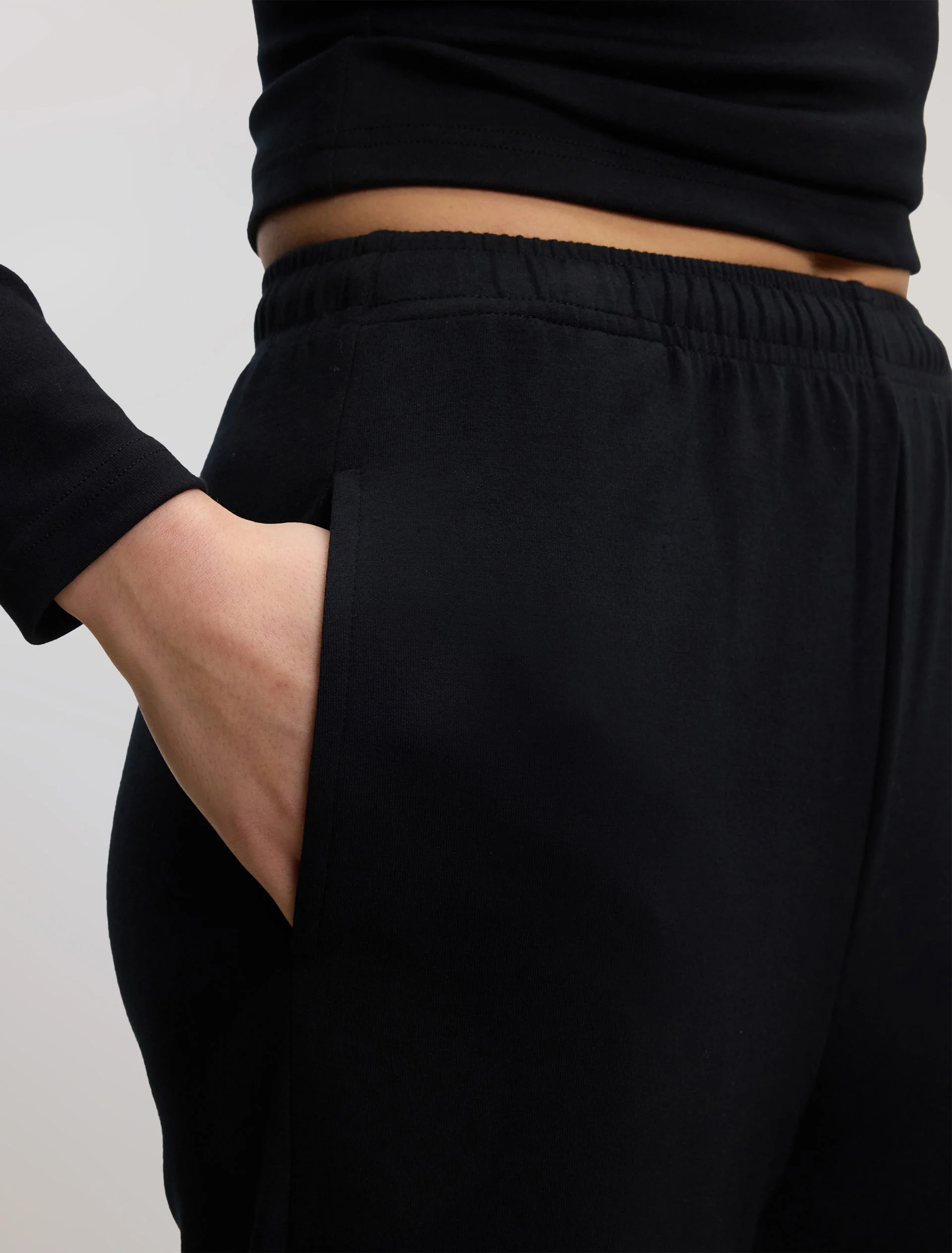 Womens Soft Interlock Jogger in Black - Image 4