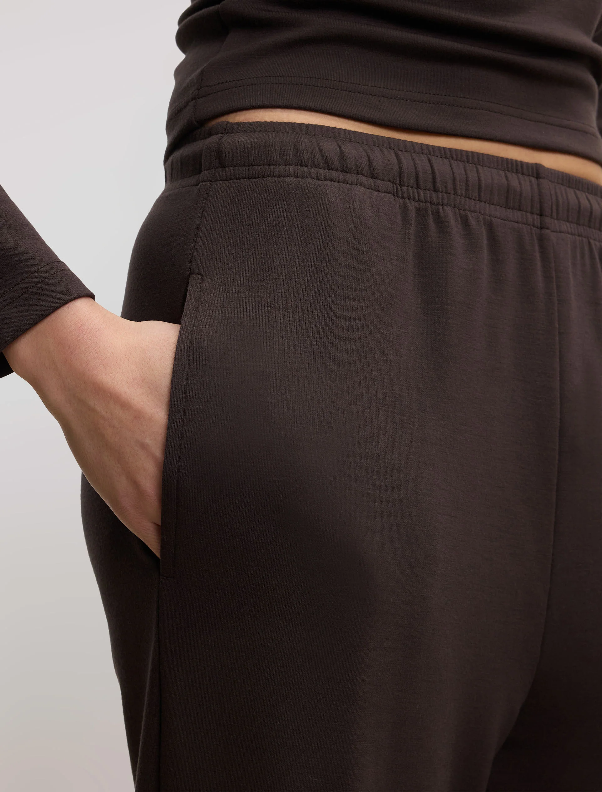 Womens Soft Interlock Jogger in Brown - Image 3