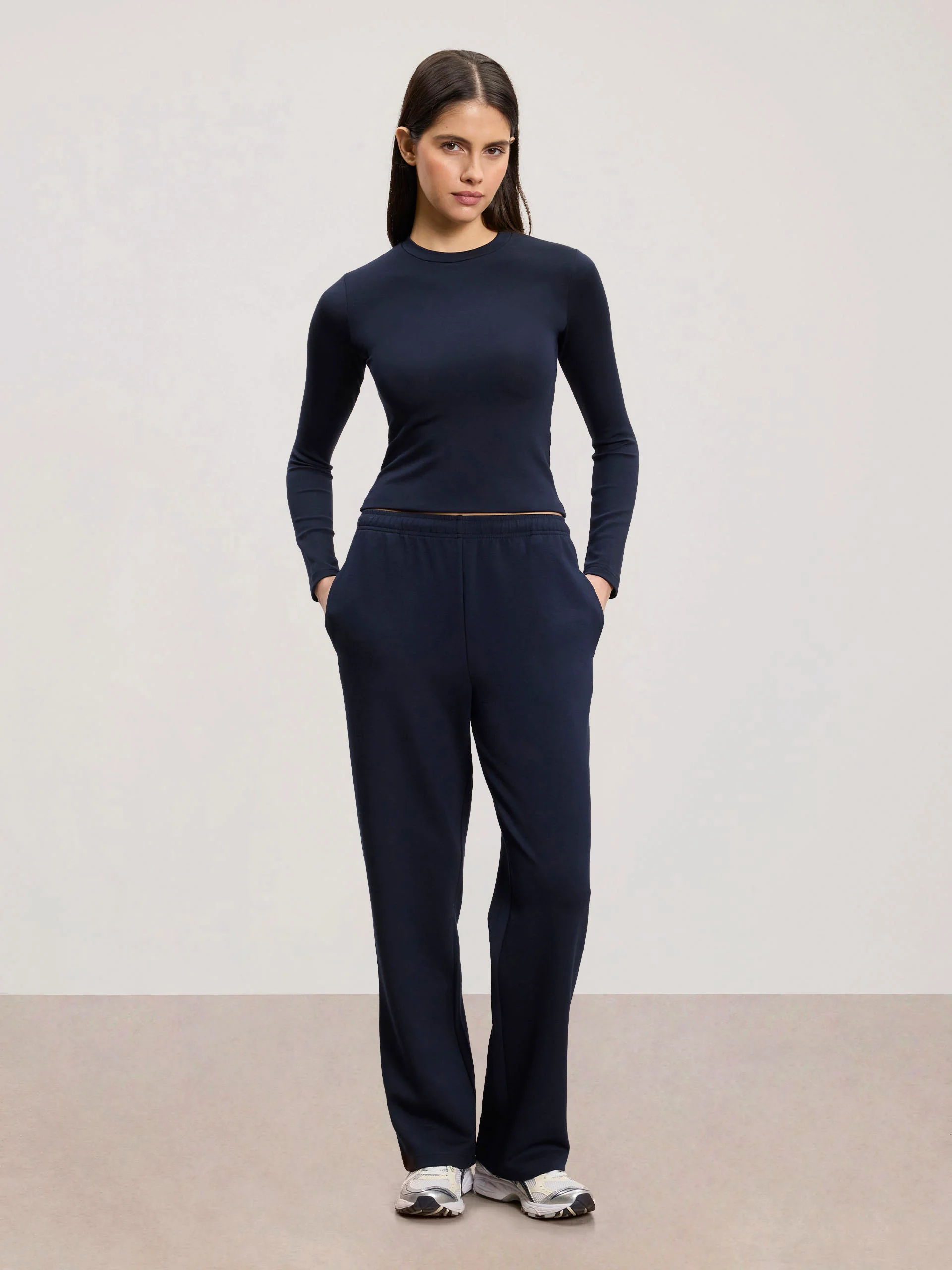 Womens Soft Interlock Jogger in Navy - Image 2