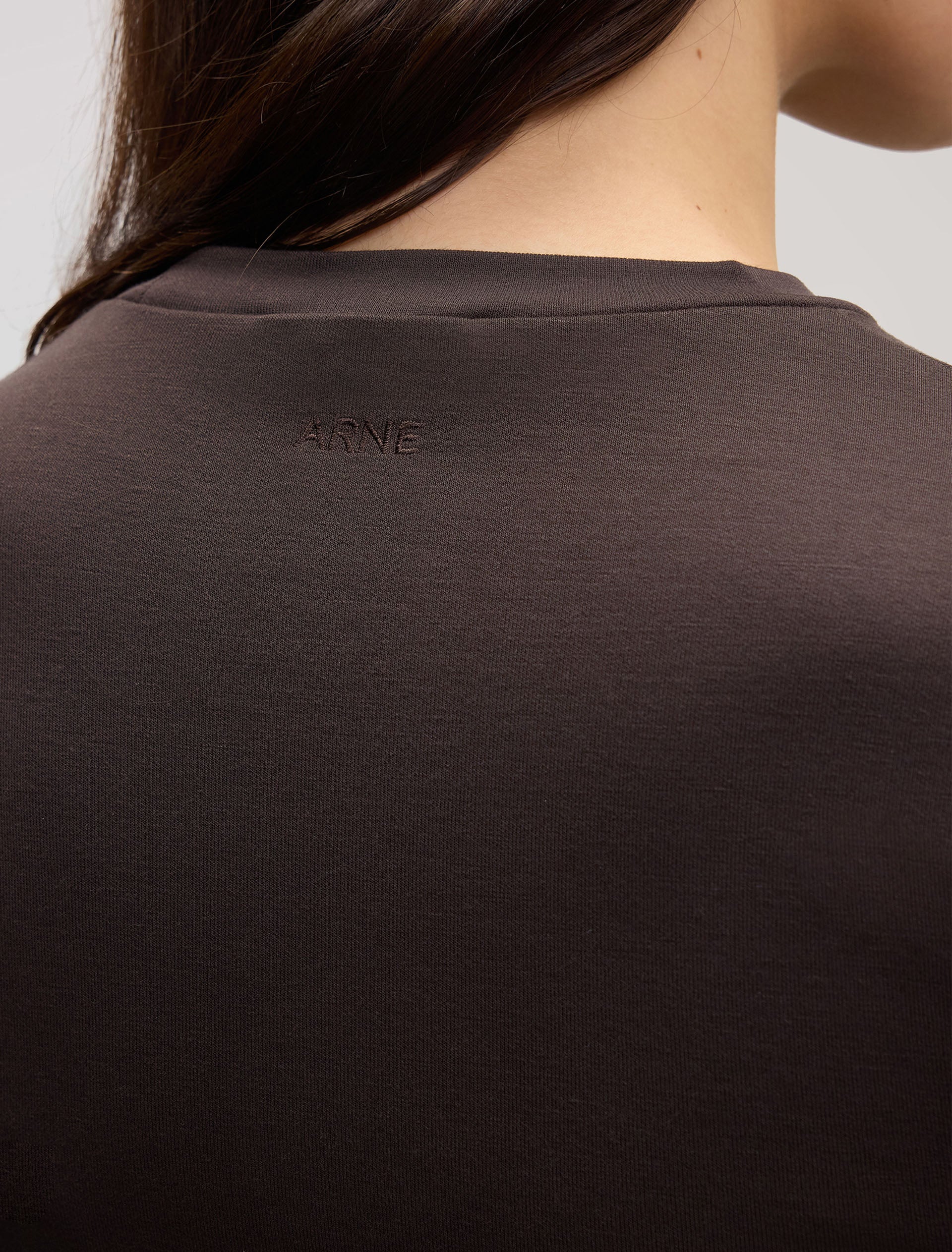 Womens Soft Interlock Long Sleeve Top in Brown - Image 4