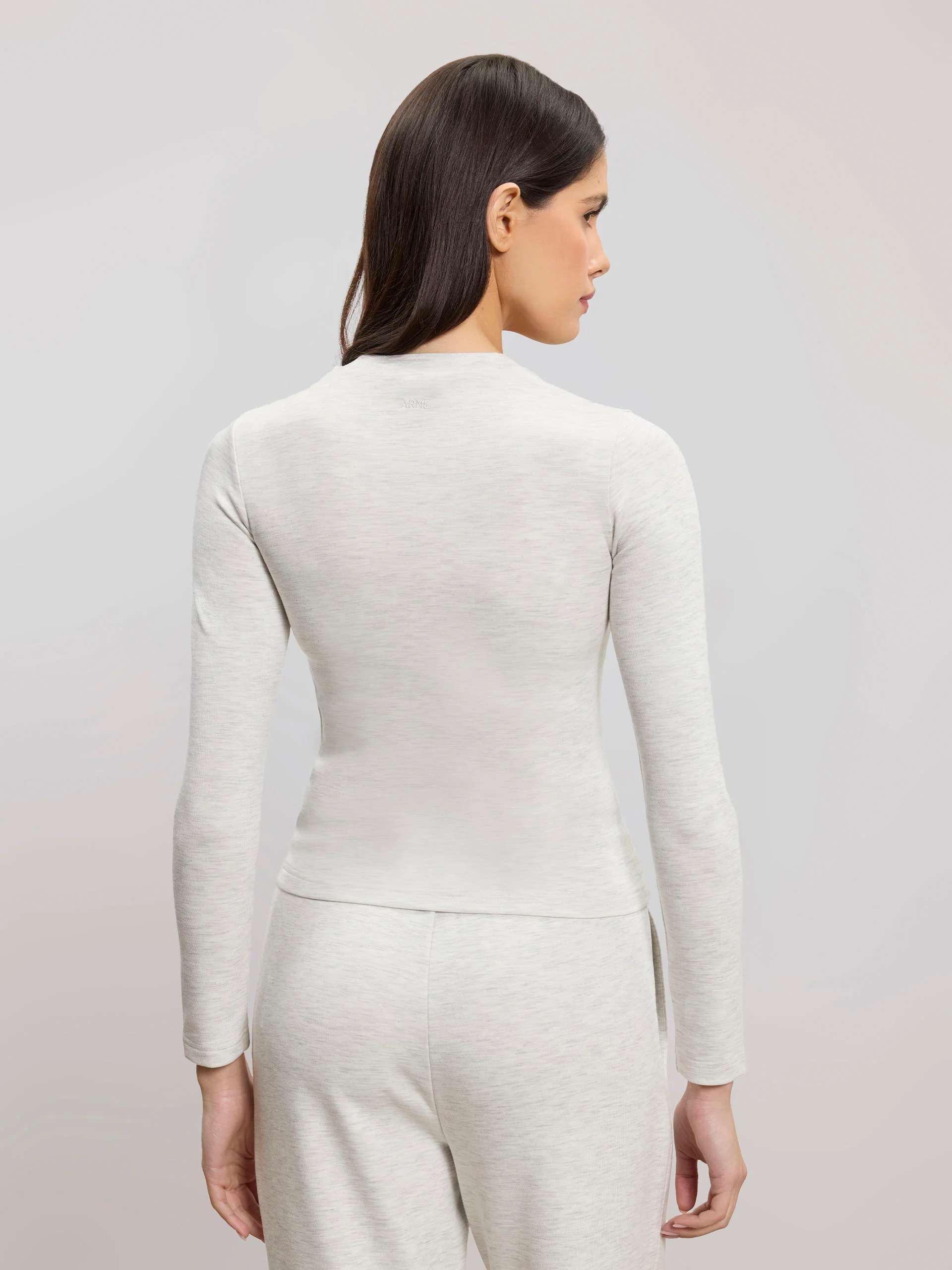 Womens Soft Interlock Long Sleeve Top in Marl Grey - Image 3