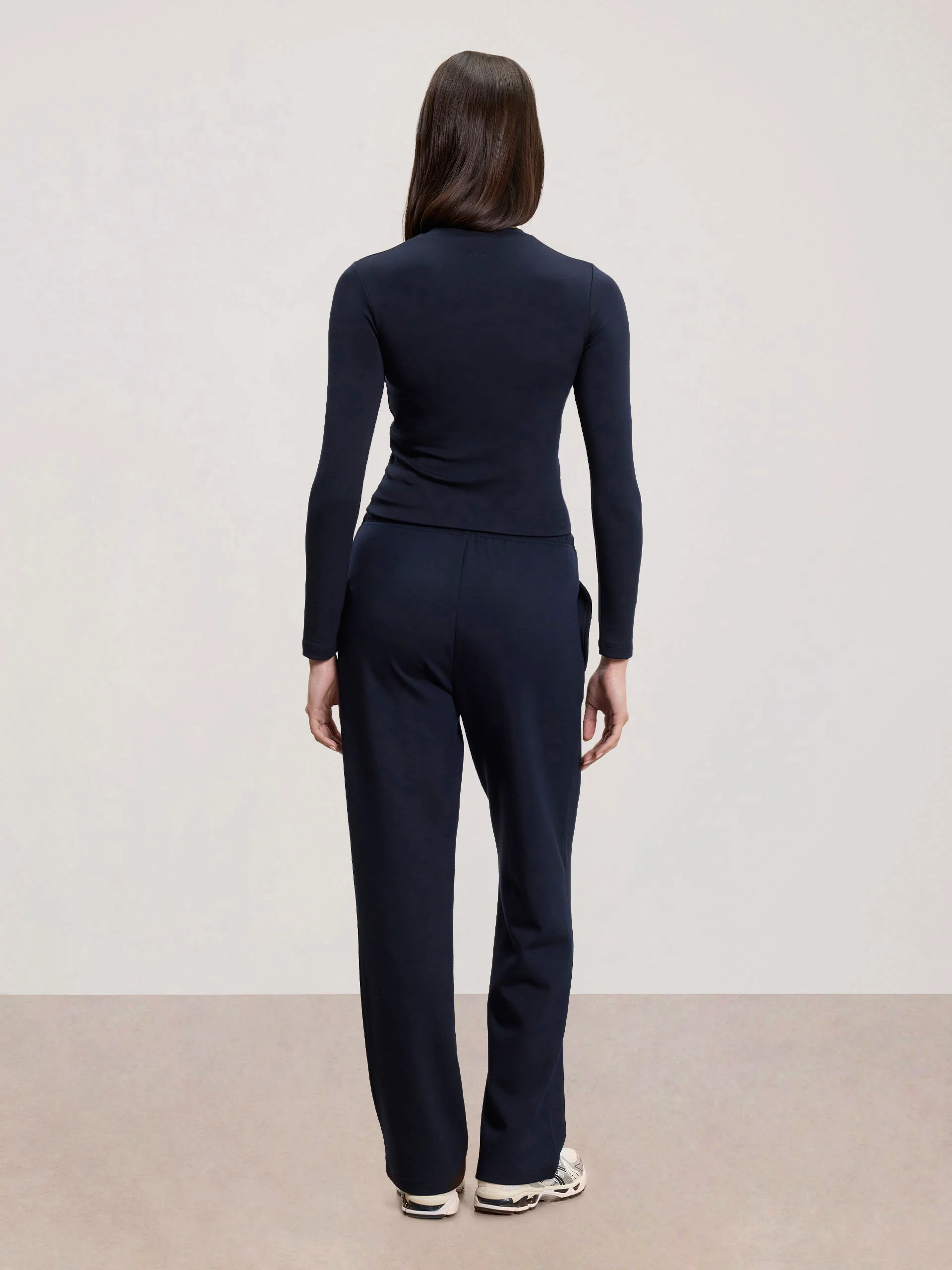Womens Soft Interlock Long Sleeve Top in Navy - Image 6