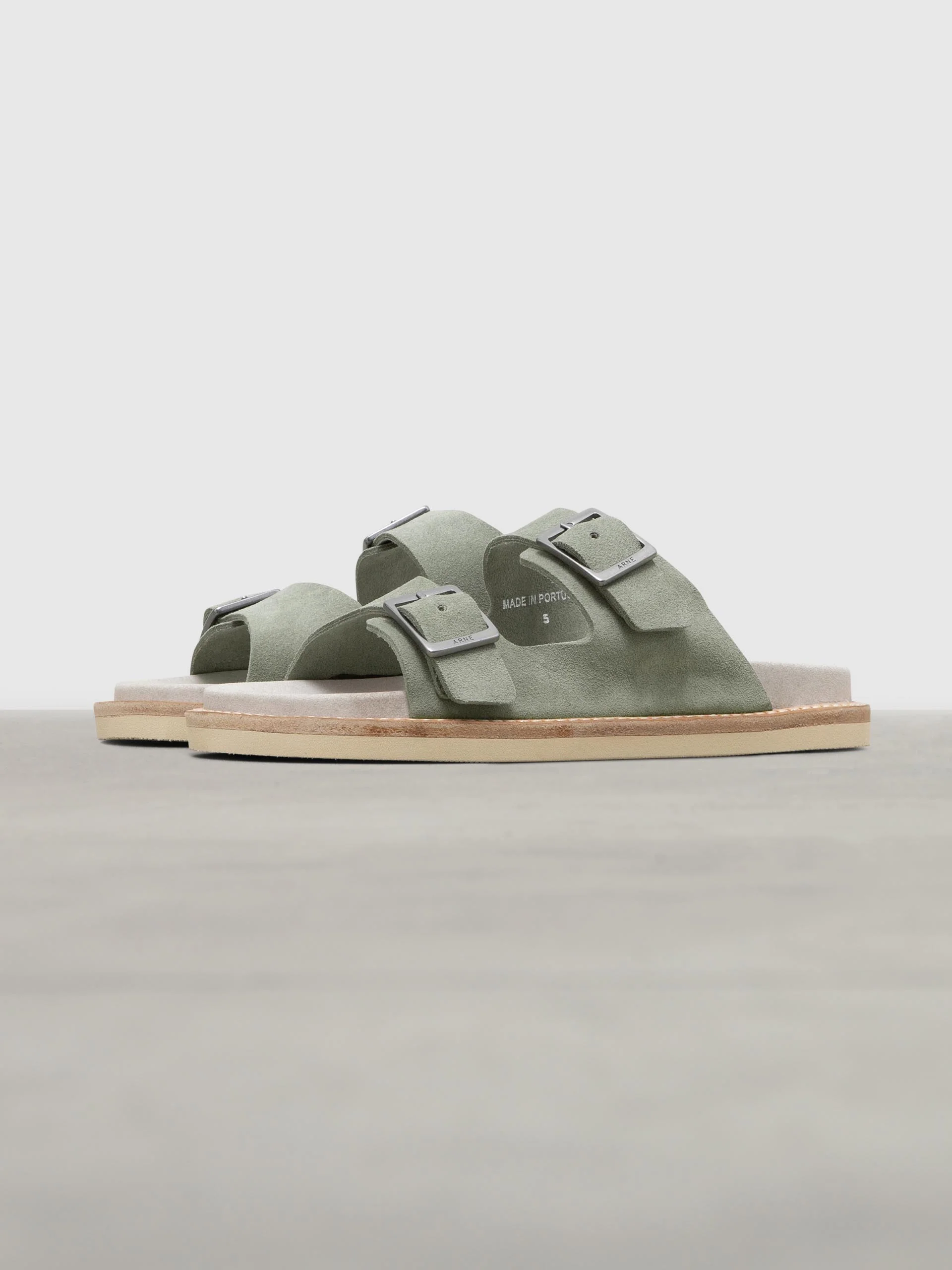 Womens Suede Sandal in Olive - Image 2