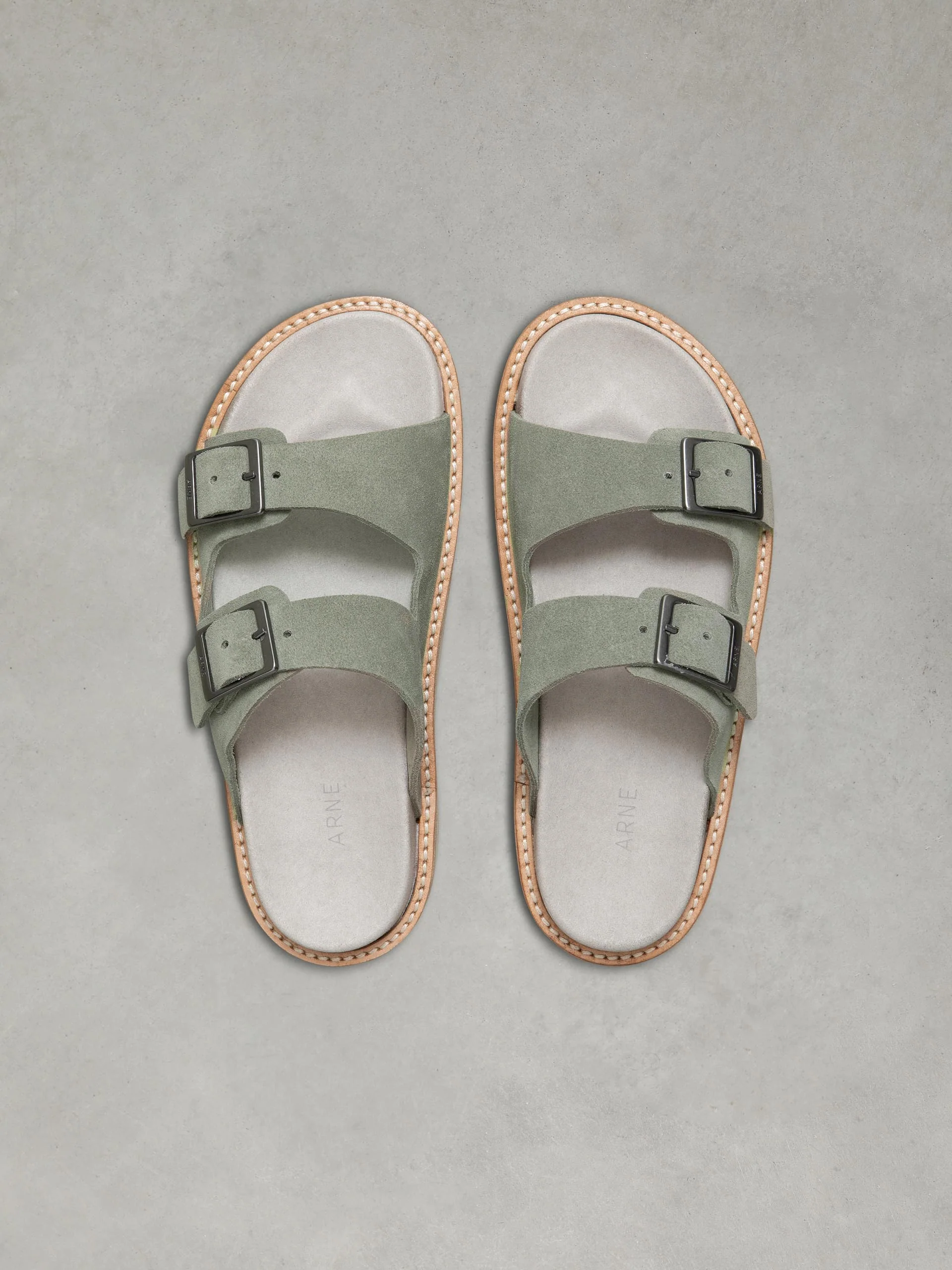 Womens Suede Sandal in Olive - Image 4