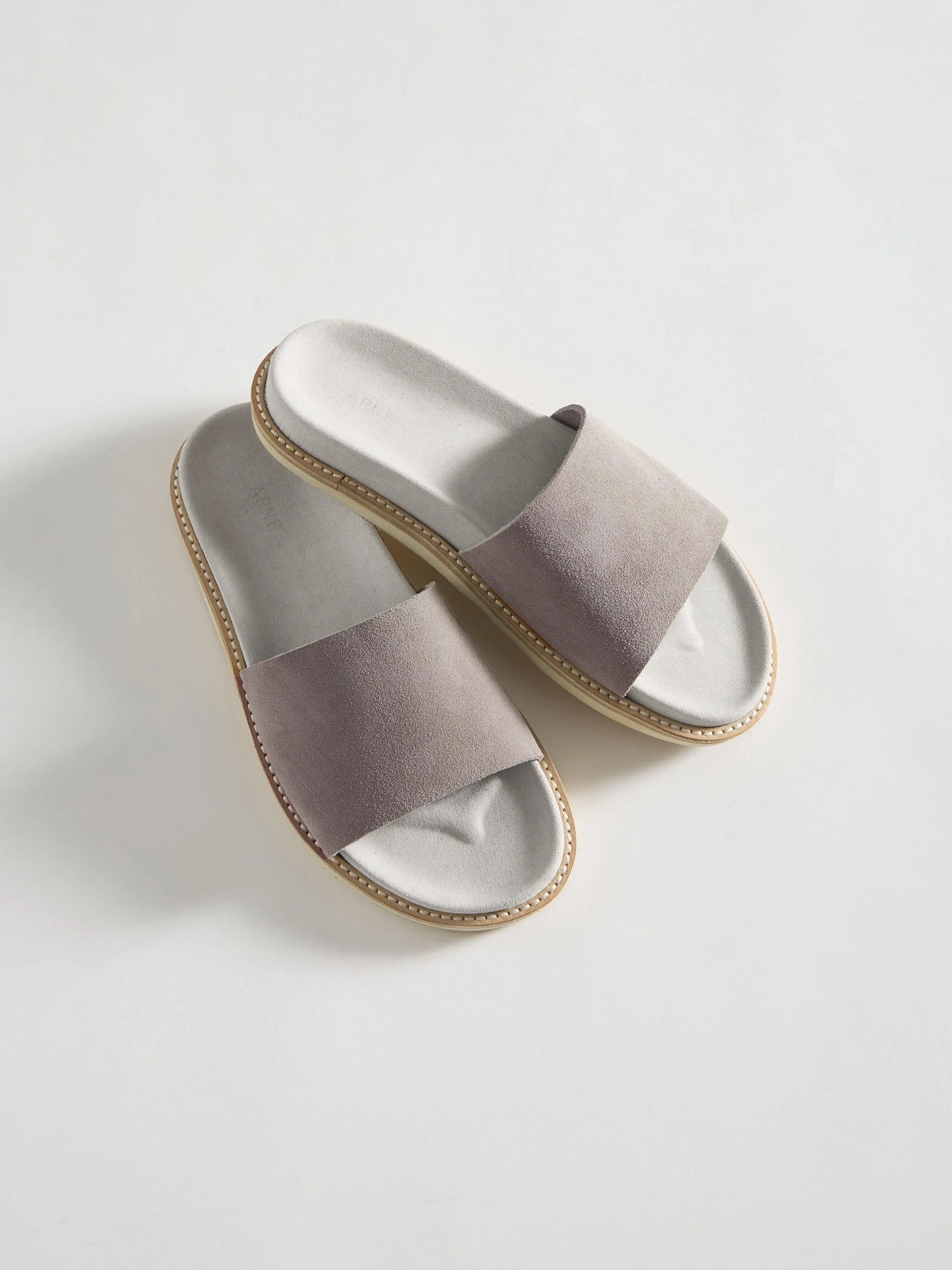 Womens Suede Slides in Dark Stone - Image 2
