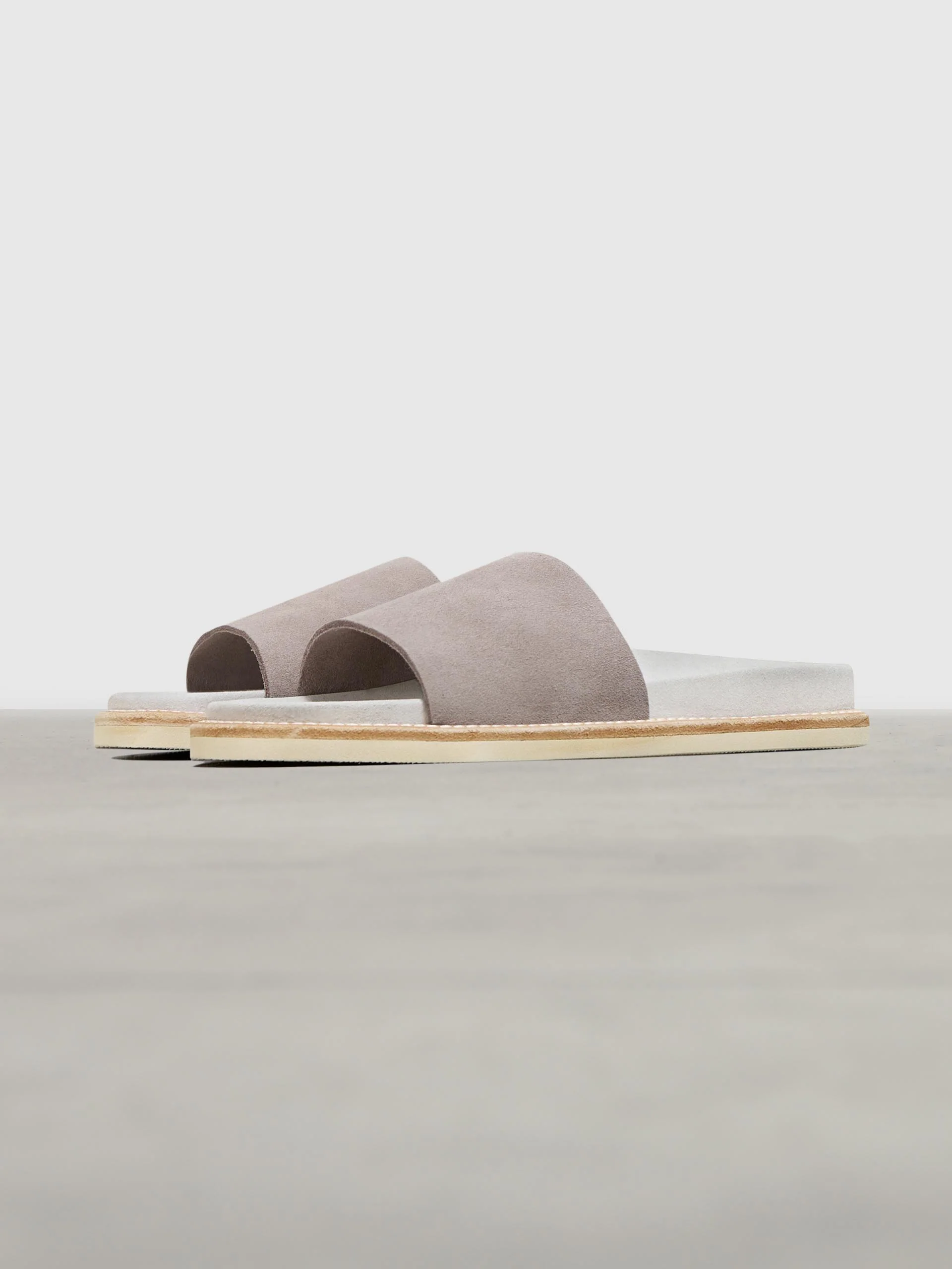 Womens Suede Slides in Dark Stone - Image 3
