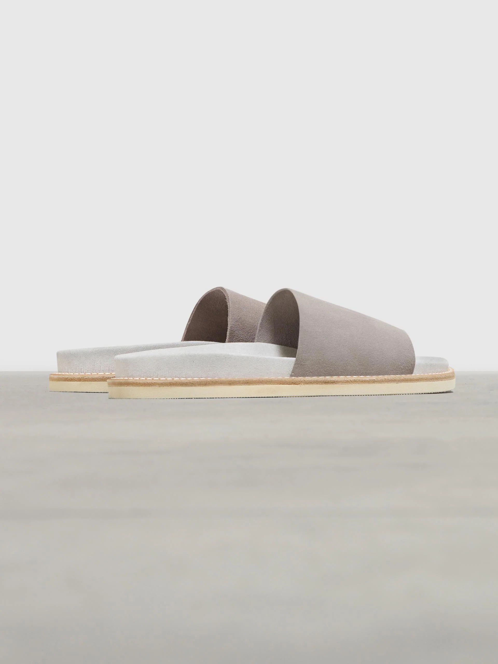 Womens Suede Slides in Dark Stone - Image 4