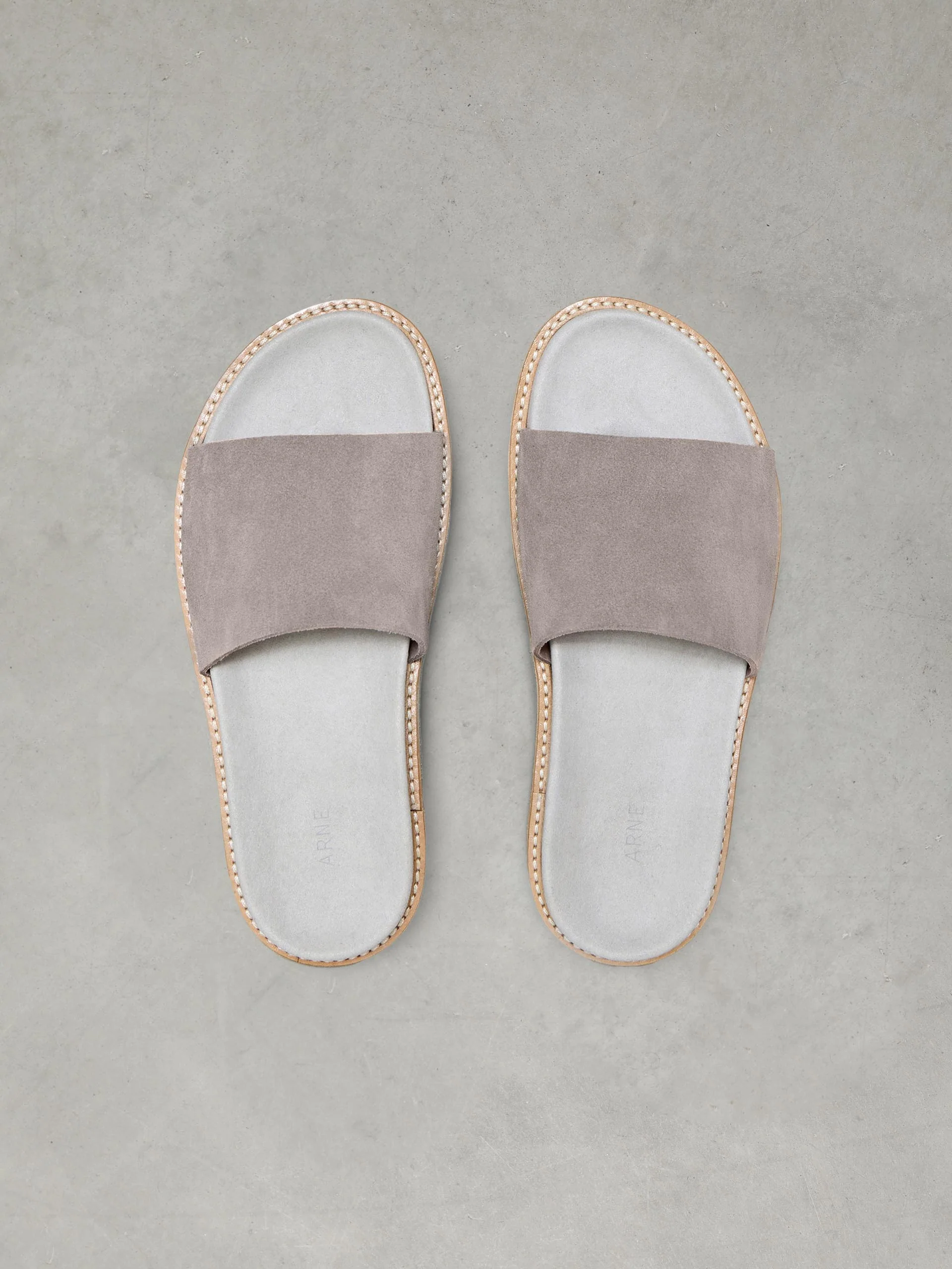 Womens Suede Slides in Dark Stone - Image 5
