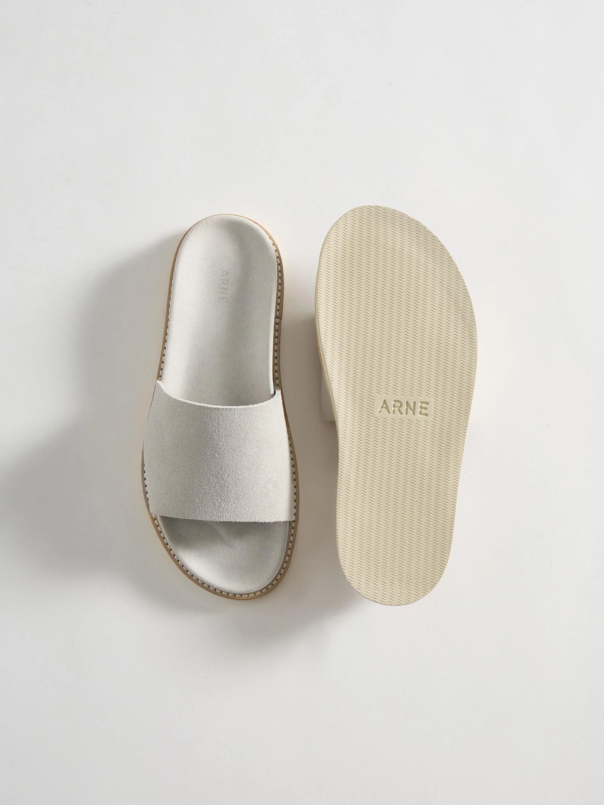 Womens Suede Slides in Grey - Image 2