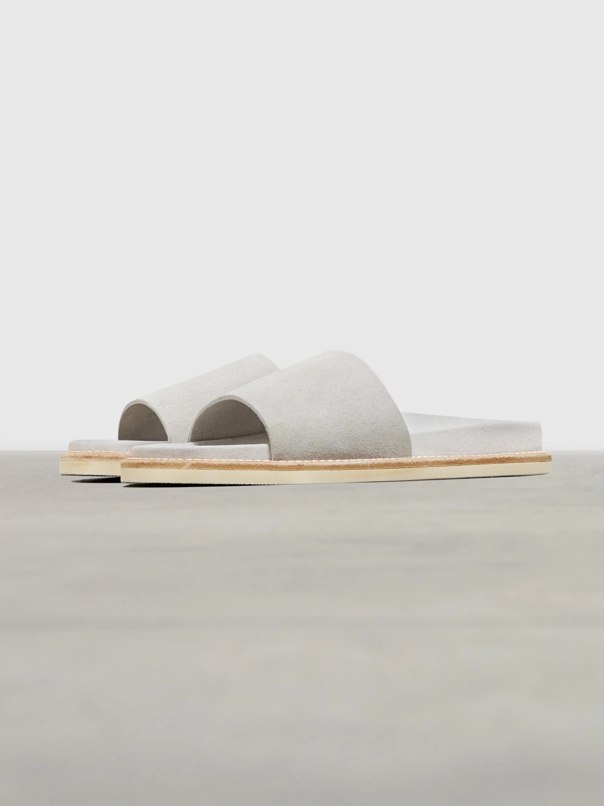 Womens Suede Slides in Grey - Image 3