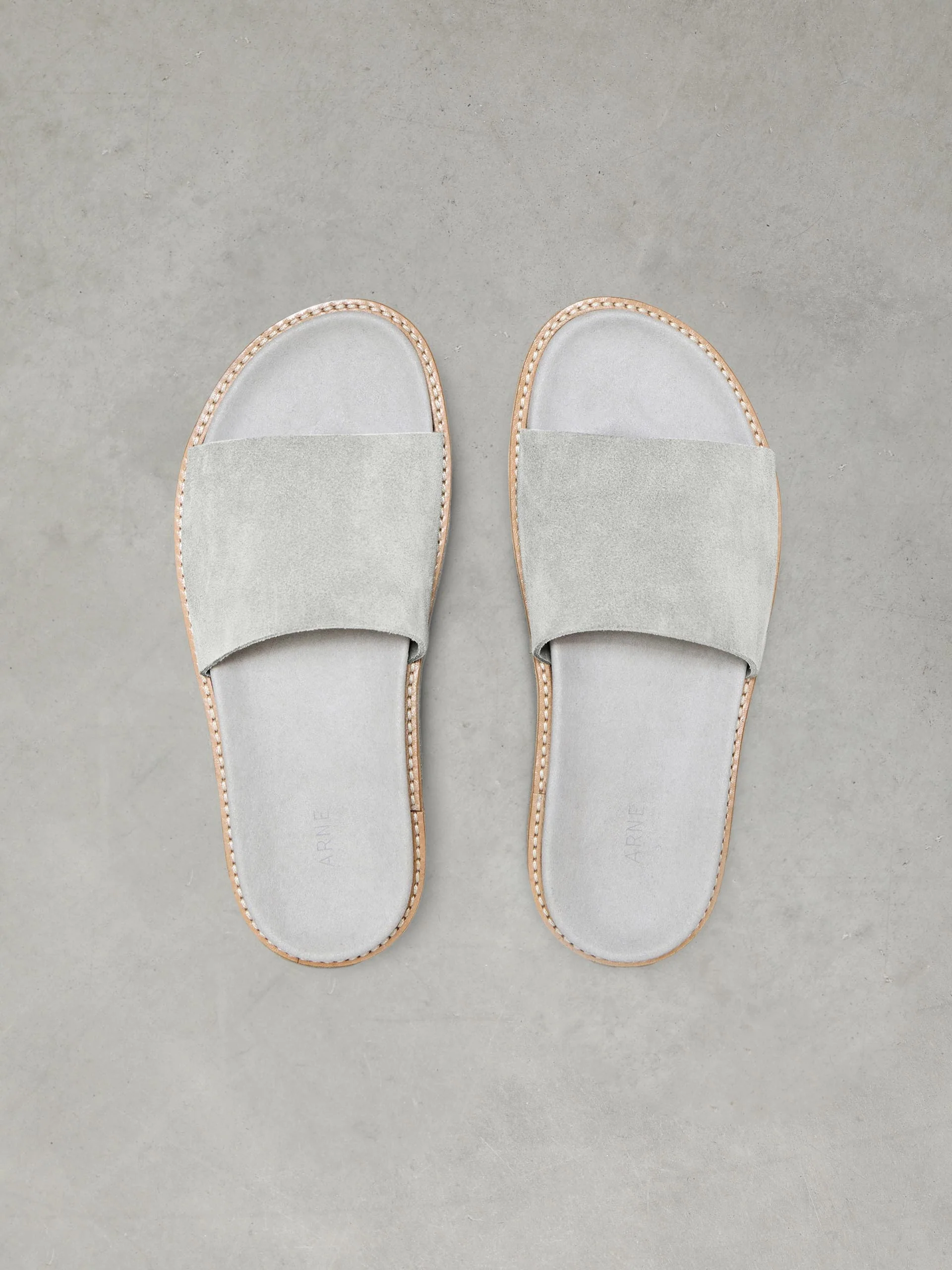 Womens Suede Slides in Grey - Image 5