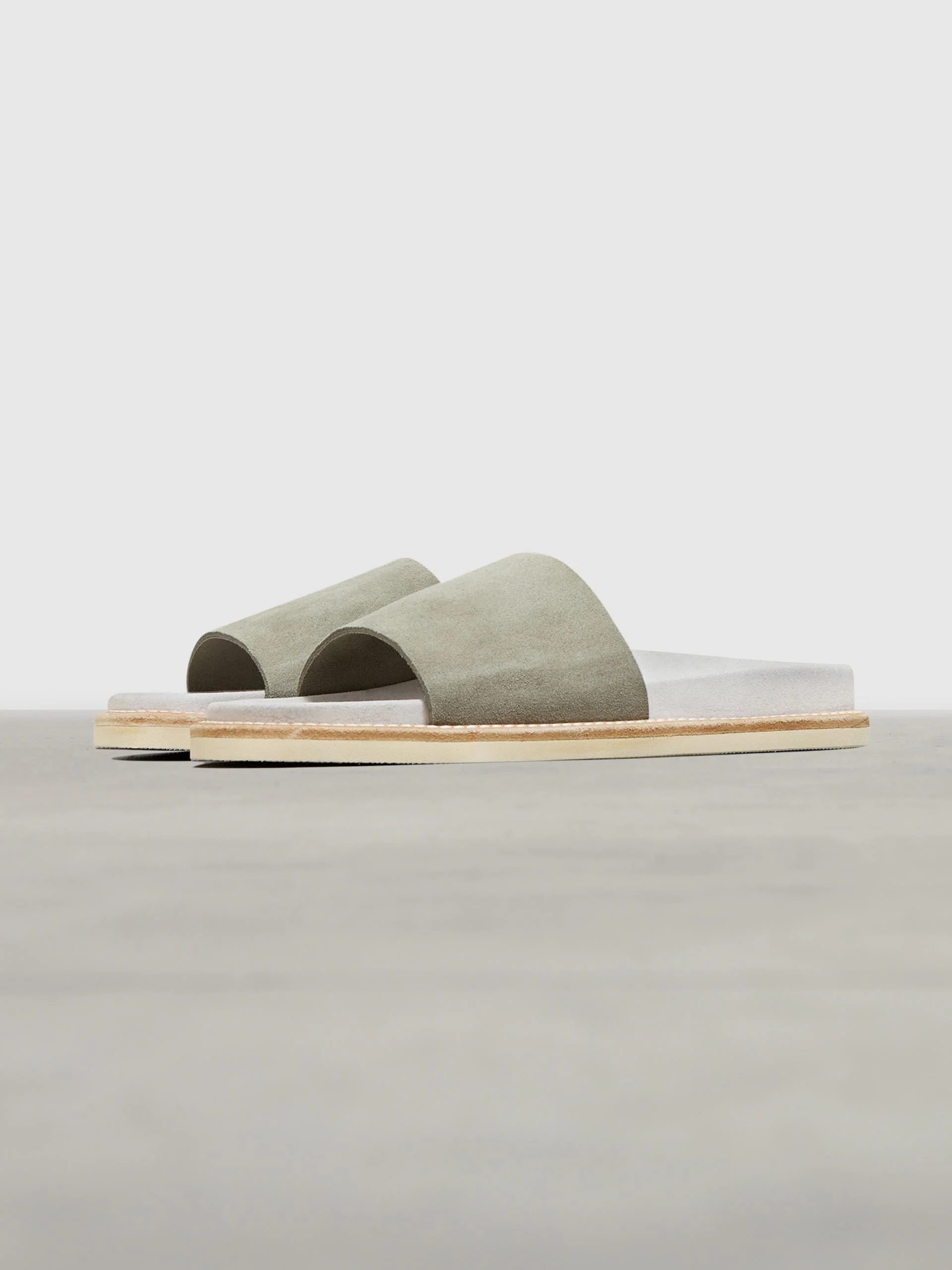 Womens Suede Slides in Olive - Image 3