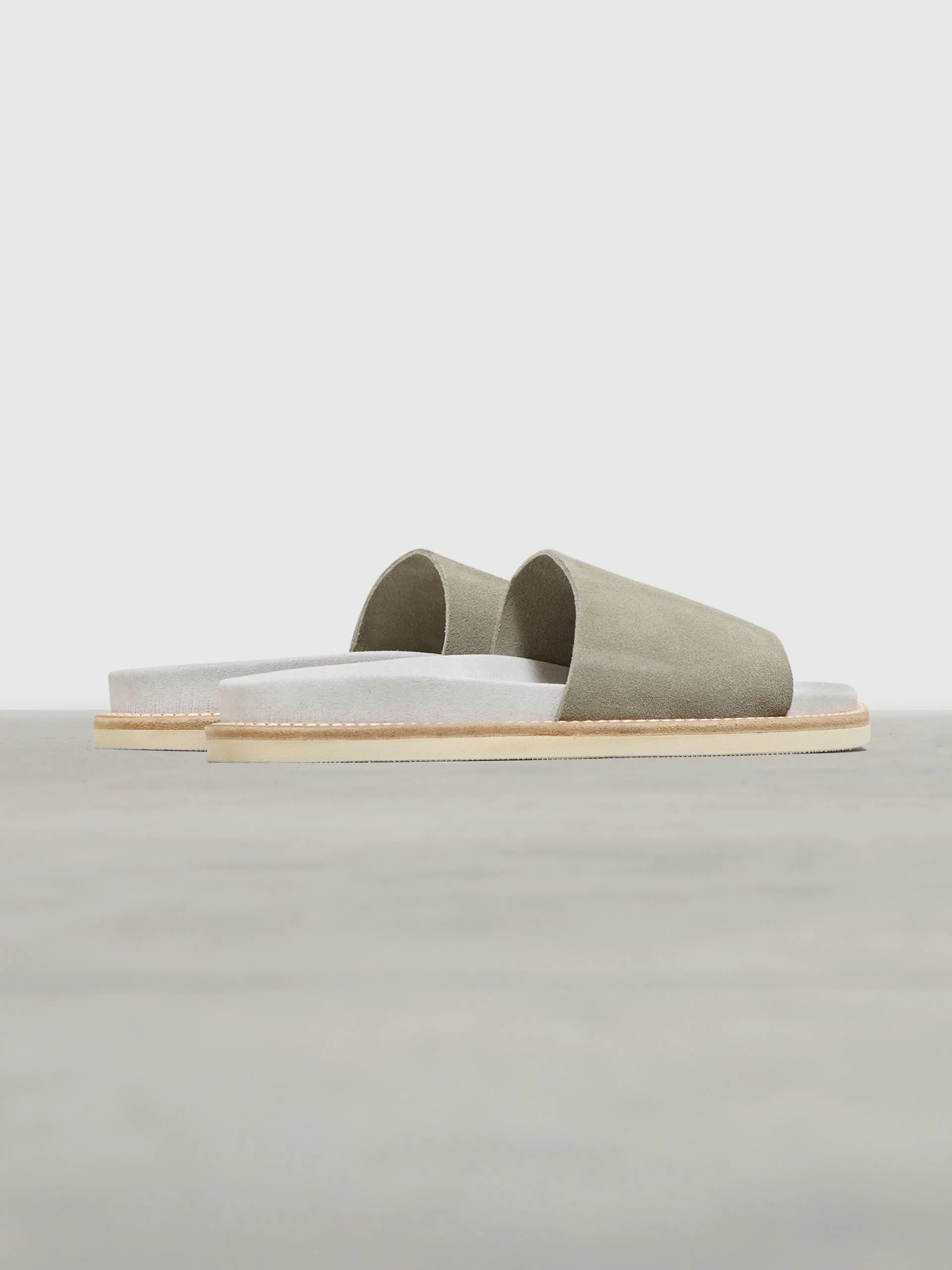 Womens Suede Slides in Olive - Image 4