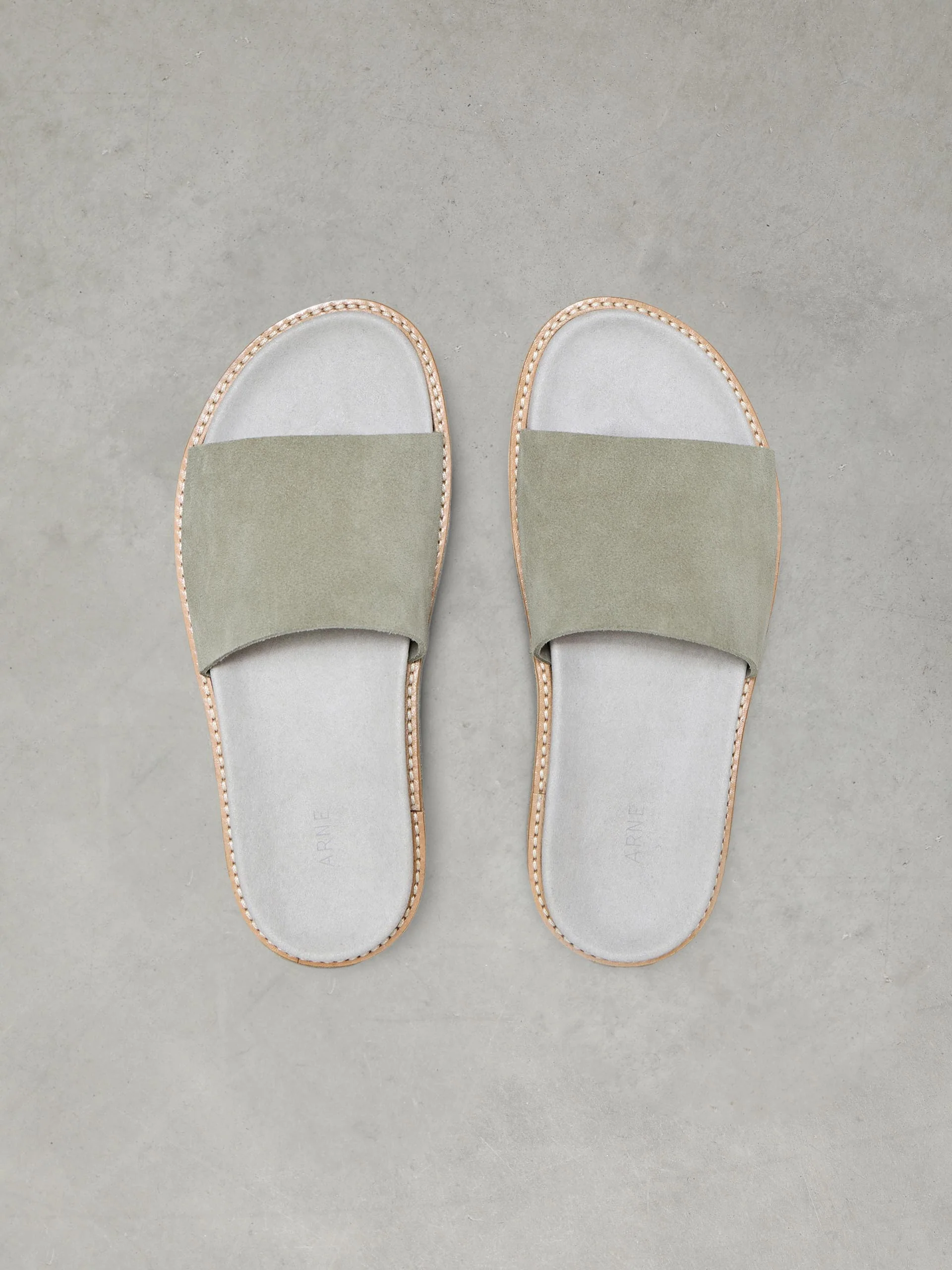 Womens Suede Slides in Olive - Image 5