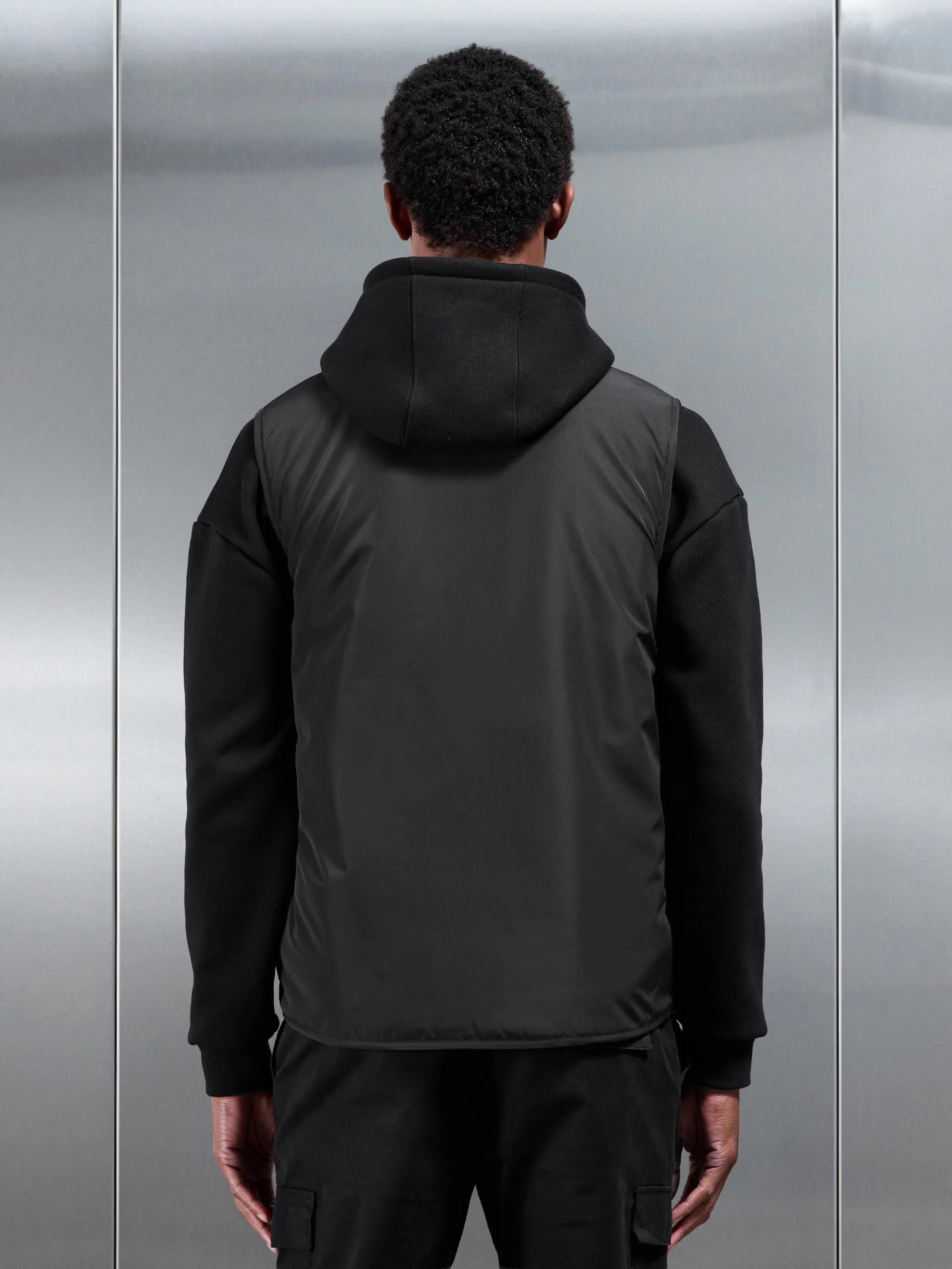 Zip Through Padded Vest in Black - Image 3
