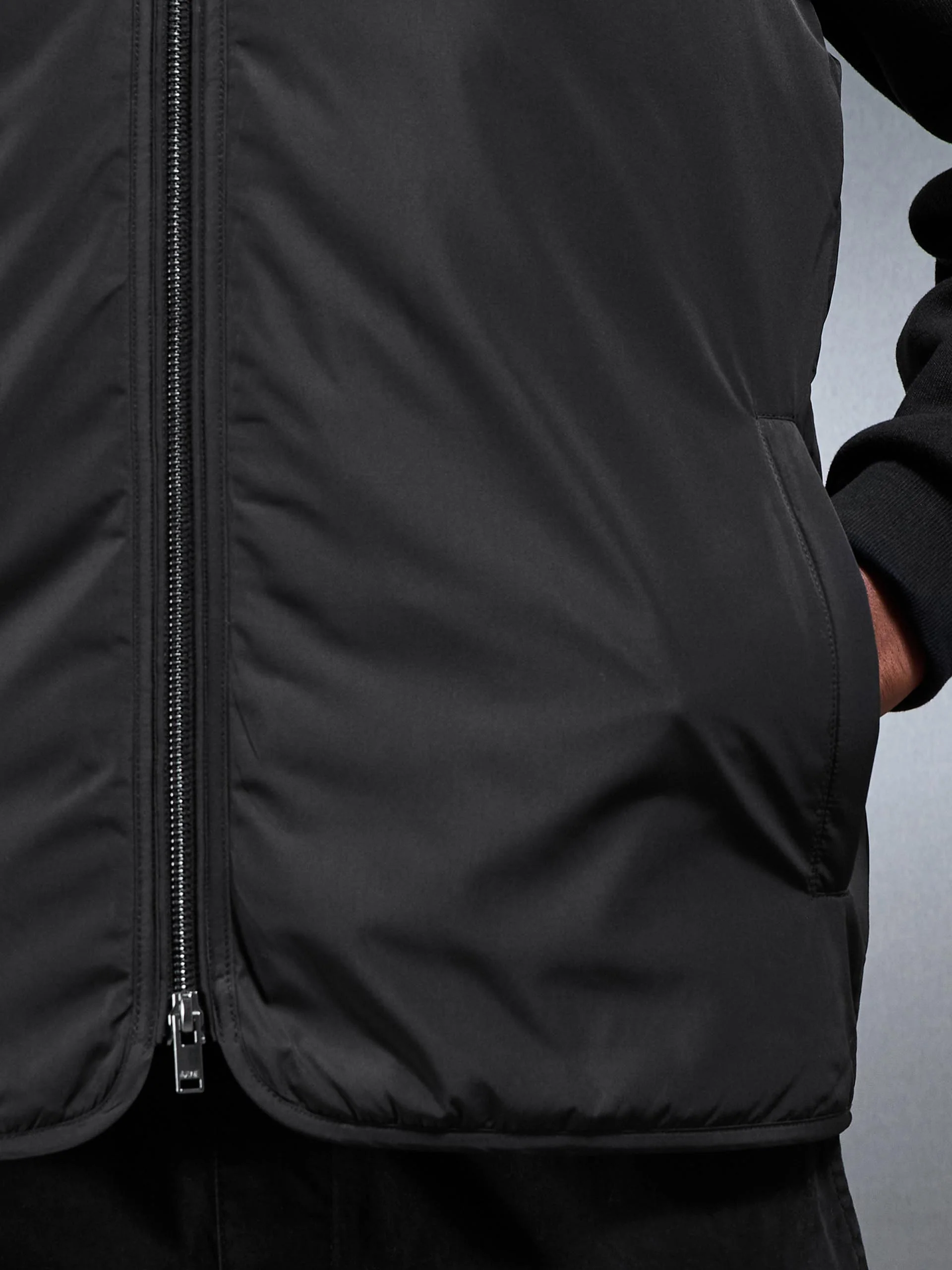 Zip Through Padded Vest in Black - Image 5