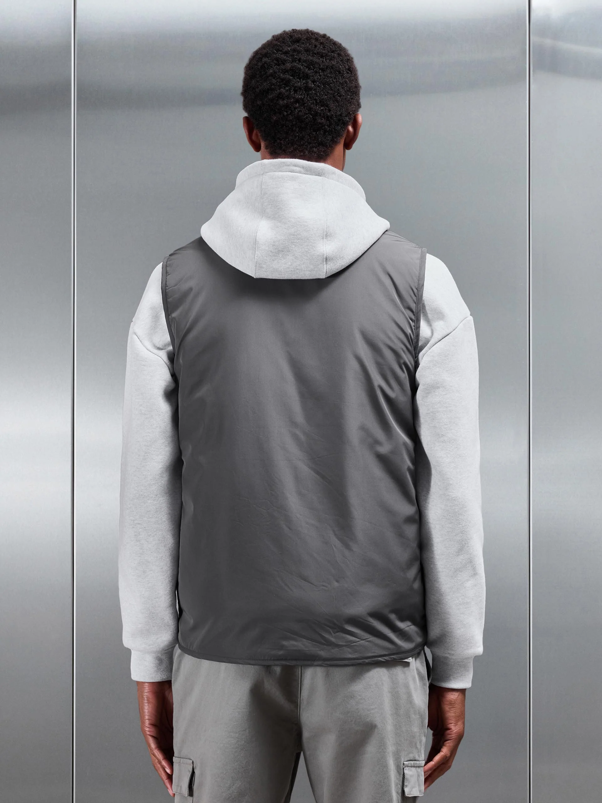 Zip Through Padded Vest in Grey - Image 3