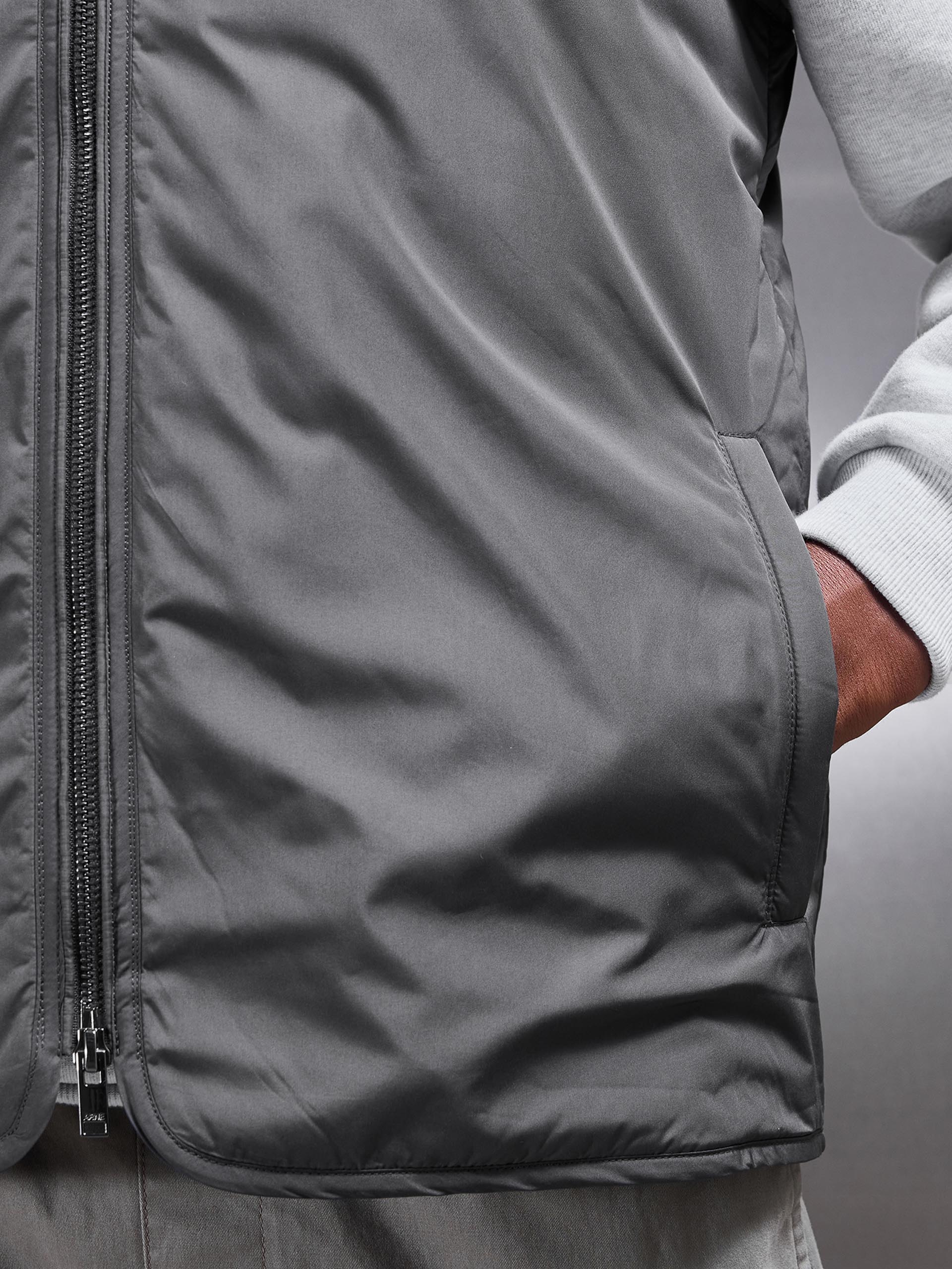 Zip Through Padded Vest in Grey - Image 4