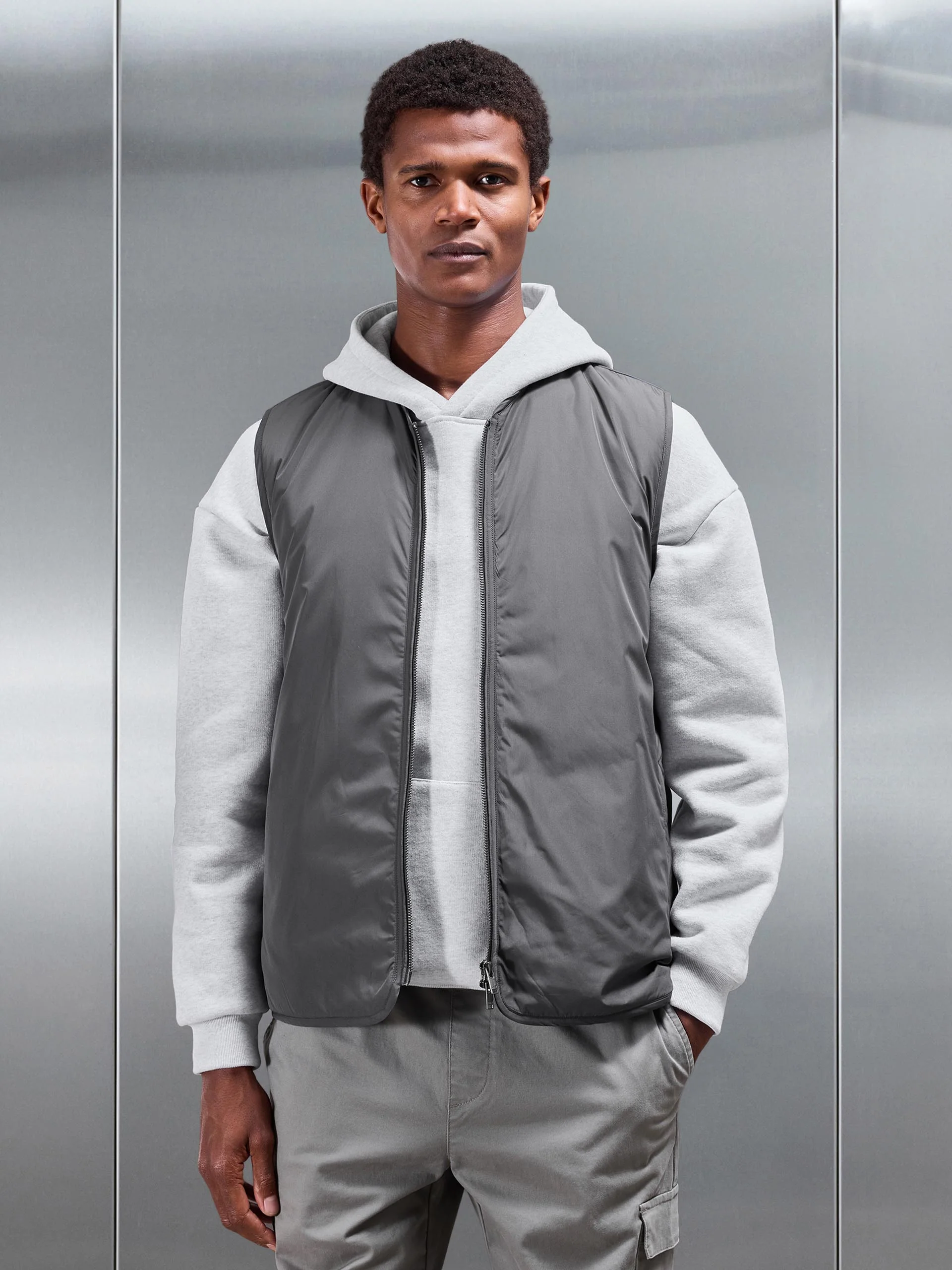 Zip Through Padded Vest in Grey - Image 6