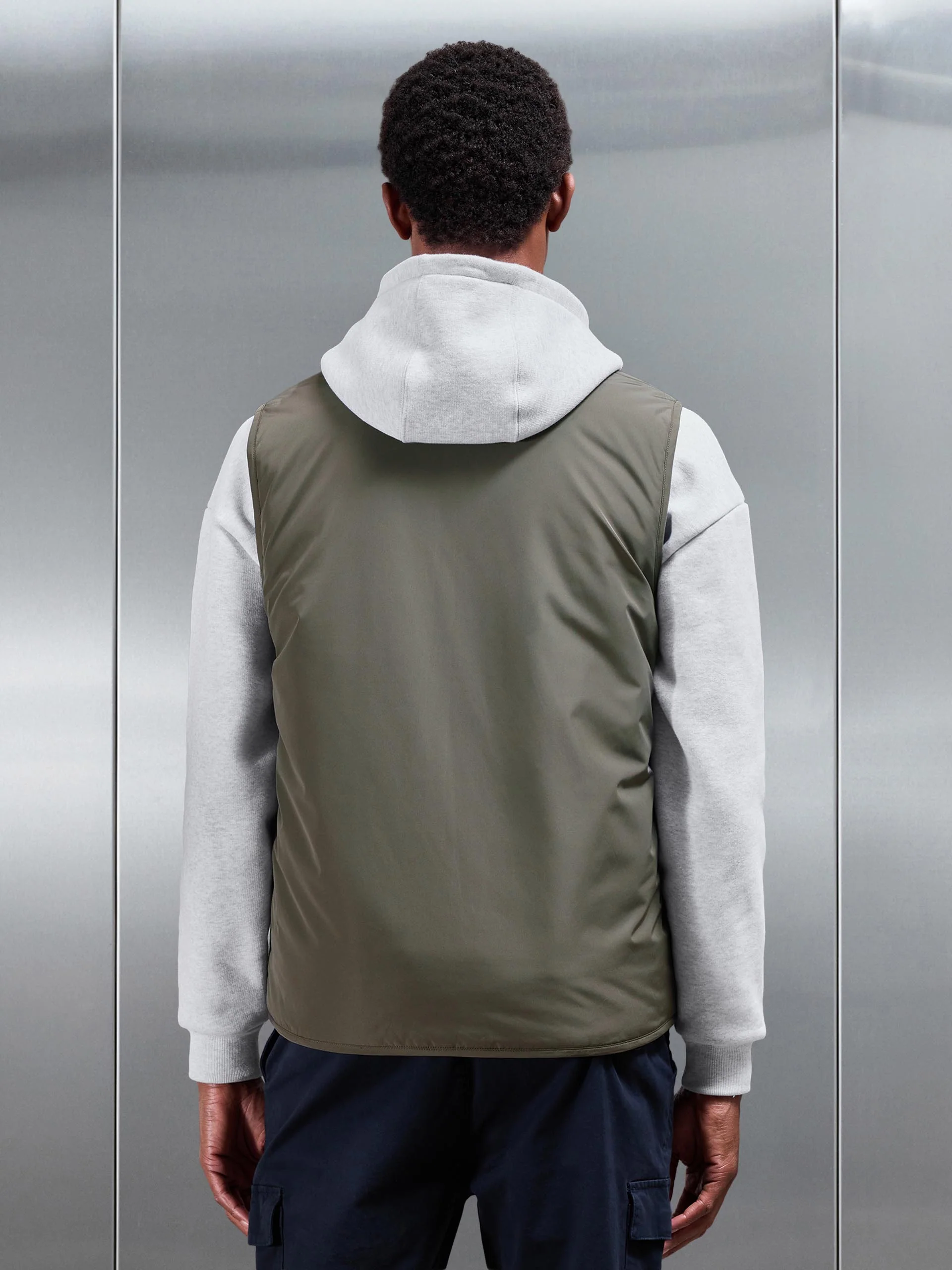 Zip Through Padded Vest in Olive - Image 4